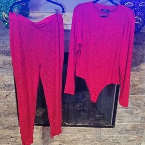 AKIRA Sasha Embellished Mesh  Long Sleeve Bodysuit, Set Size 1X